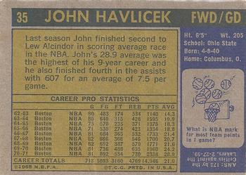 1971-72 Topps #35 John Havlicek Back