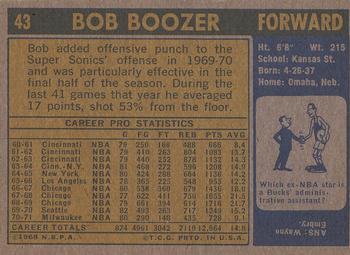 1971-72 Topps #43 Bob Boozer Back