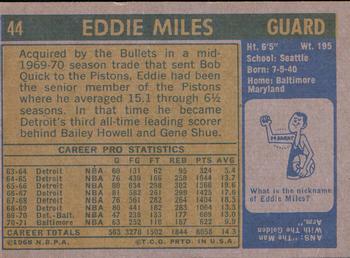 1971-72 Topps #44 Eddie Miles Back