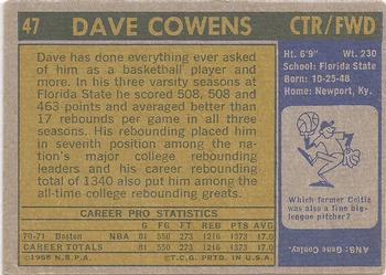 1971-72 Topps #47 Dave Cowens Back