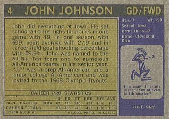 1971-72 Topps #4 John Johnson Back