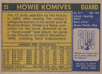 1971-72 Topps #53 Howie Komives Back
