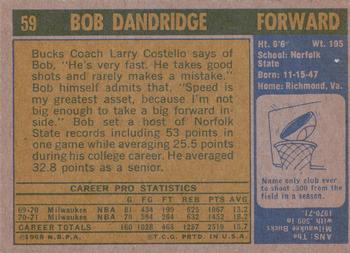 1971-72 Topps #59 Bob Dandridge Back