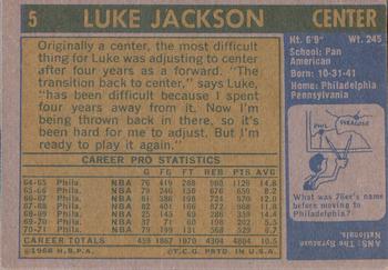 1971-72 Topps #5 Luke Jackson Back
