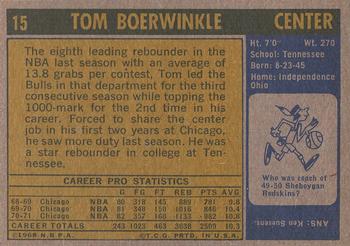 1971-72 Topps #15 Tom Boerwinkle Back