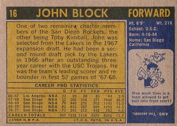1971-72 Topps #16 John Block Back