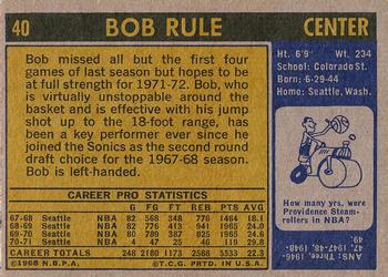 1971-72 Topps #40 Bob Rule Back