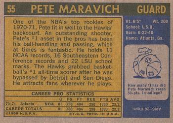 1971-72 Topps #55 Pete Maravich Back
