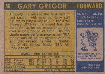 1971-72 Topps #56 Gary Gregor Back