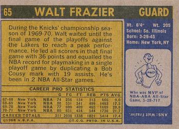1971-72 Topps #65 Walt Frazier Back
