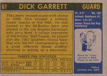 1971-72 Topps #67 Dick Garrett Back