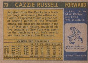 1971-72 Topps #73 Cazzie Russell Back