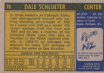1971-72 Topps #76 Dale Schlueter Back
