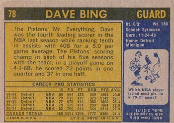 1971-72 Topps #78 Dave Bing Back
