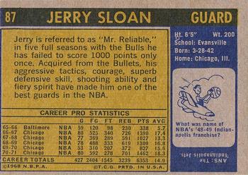 1971-72 Topps #87 Jerry Sloan Back