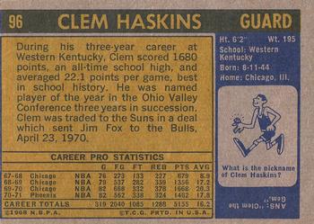 1971-72 Topps #96 Clem Haskins Back
