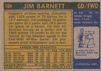 1971-72 Topps #104 Jim Barnett Back