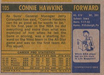 1971-72 Topps #105 Connie Hawkins Back