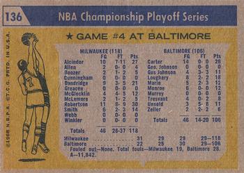 1971-72 Topps #136 NBA Playoffs Game 4 Back