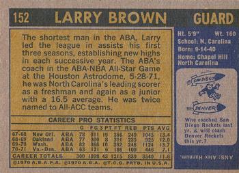 1971-72 Topps #152 Larry Brown Back