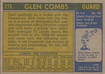 1971-72 Topps #215 Glen Combs Back