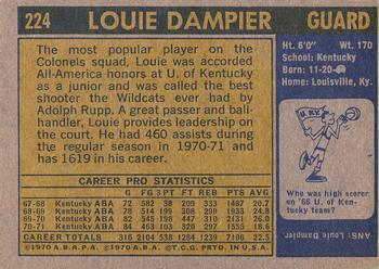1971-72 Topps #224 Louie Dampier Back