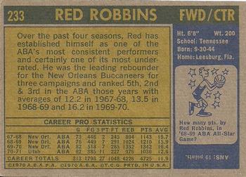 1971-72 Topps #233 Red Robbins Back