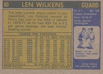 1971-72 Topps #80 Len Wilkens Back