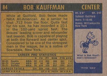 1971-72 Topps #84 Bob Kauffman Back