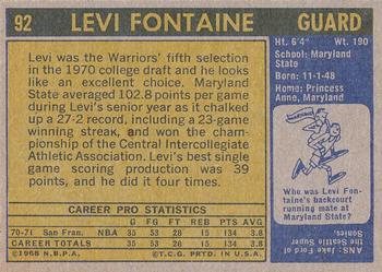 1971-72 Topps #92 Levi Fontaine Back