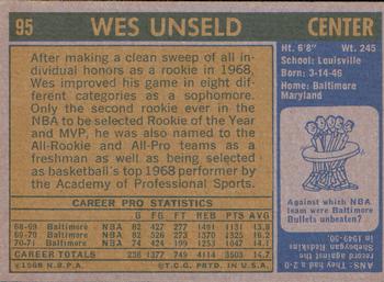 1971-72 Topps #95 Wes Unseld Back