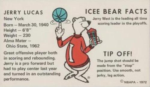 1972 Icee Bear #NNO Jerry Lucas Back