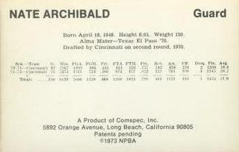 1972-73 Comspec #NNO Nate Archibald Back