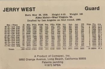 1972-73 Comspec #NNO Jerry West Back