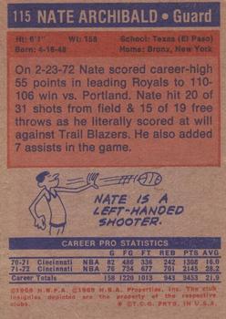 1972-73 Topps #115 Nate Archibald Back