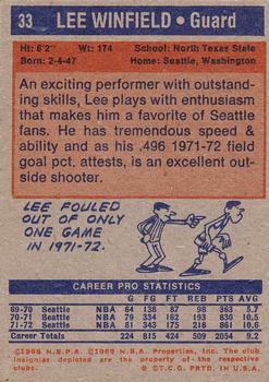 1972-73 Topps #33 Lee Winfield Back