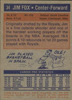 1972-73 Topps #34 Jim Fox Back