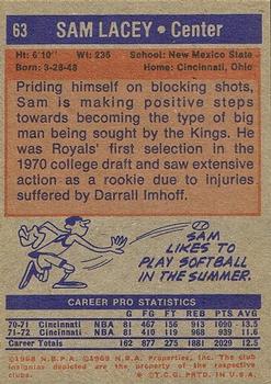 1972-73 Topps #63 Sam Lacey Back