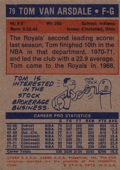 1972-73 Topps #79 Tom Van Arsdale Back