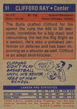 1972-73 Topps #91 Clifford Ray Back