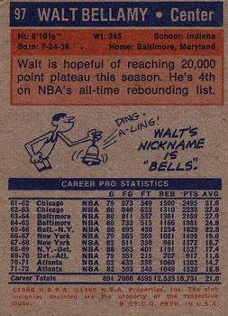 1972-73 Topps #97 Walt Bellamy Back