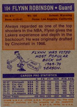 1972-73 Topps #104 Flynn Robinson Back
