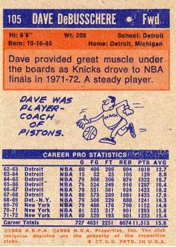 1972-73 Topps #105 Dave Debusschere Back