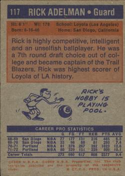 1972-73 Topps #117 Rick Adelman Back