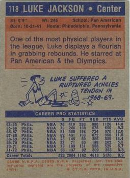 1972-73 Topps #118 Luke Jackson Back