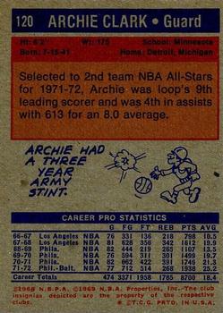 1972-73 Topps #120 Archie Clark Back