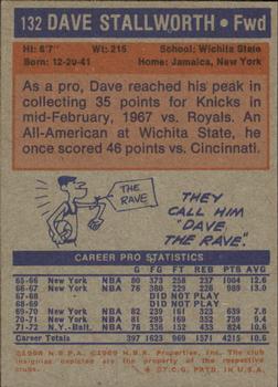 1972-73 Topps #132 Dave Stallworth Back