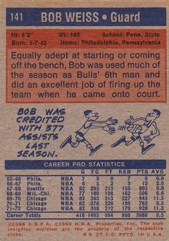 1972-73 Topps #141 Bob Weiss Back