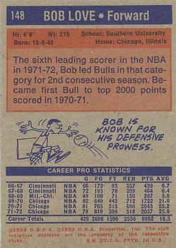 1972-73 Topps #148 Bob Love Back