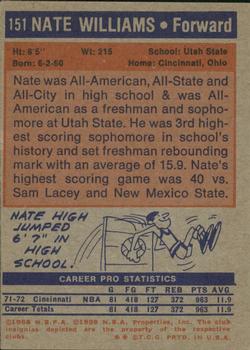 1972-73 Topps #151 Nate Williams Back